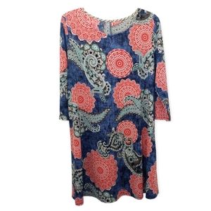 Handmade Dress Women's Size Small Swing Fun Colorful Paisley Design Blue Red